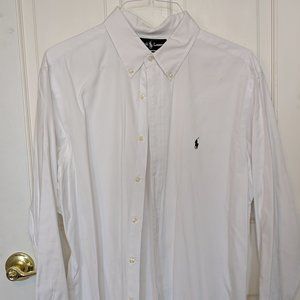 White Ralph Lauren Long-Sleeve Button-Up Shirt